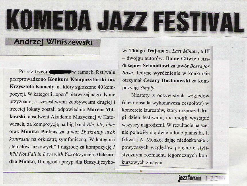 Andrzej Winiszewski, Jazz Forum 1-2/2000 
